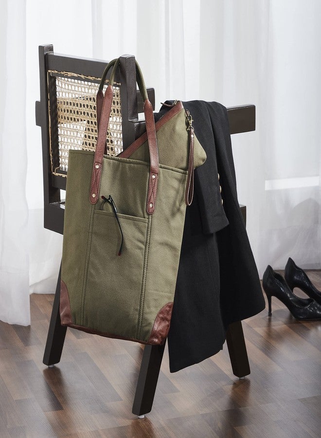 Mona B Canvas Tote Handbag for Women with Pouch perfect for Travel, College and office Use - Brown - Image 3